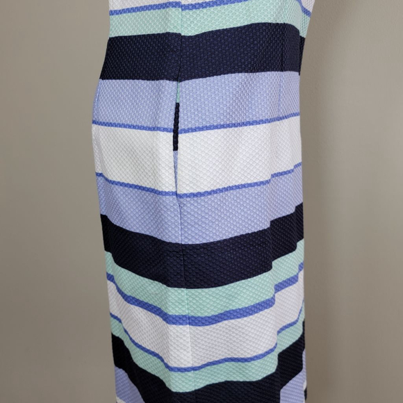 NEW Talbots Striped Sleeveless Sheath Midi Dress Textured Spring Summer Blue 10p - Picture 5 of 11